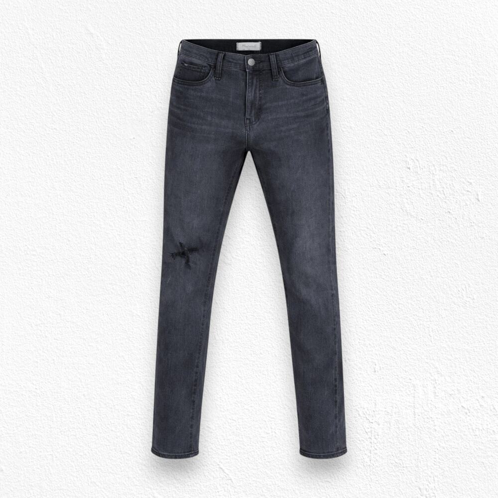 Madewell Washed Black Distressed Ankle Skinny Road Tripper Jeans Size 26